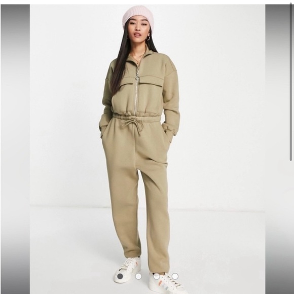 Asos Blush Fleece 1/2 zip jumpsuit - Picture 1 of 7